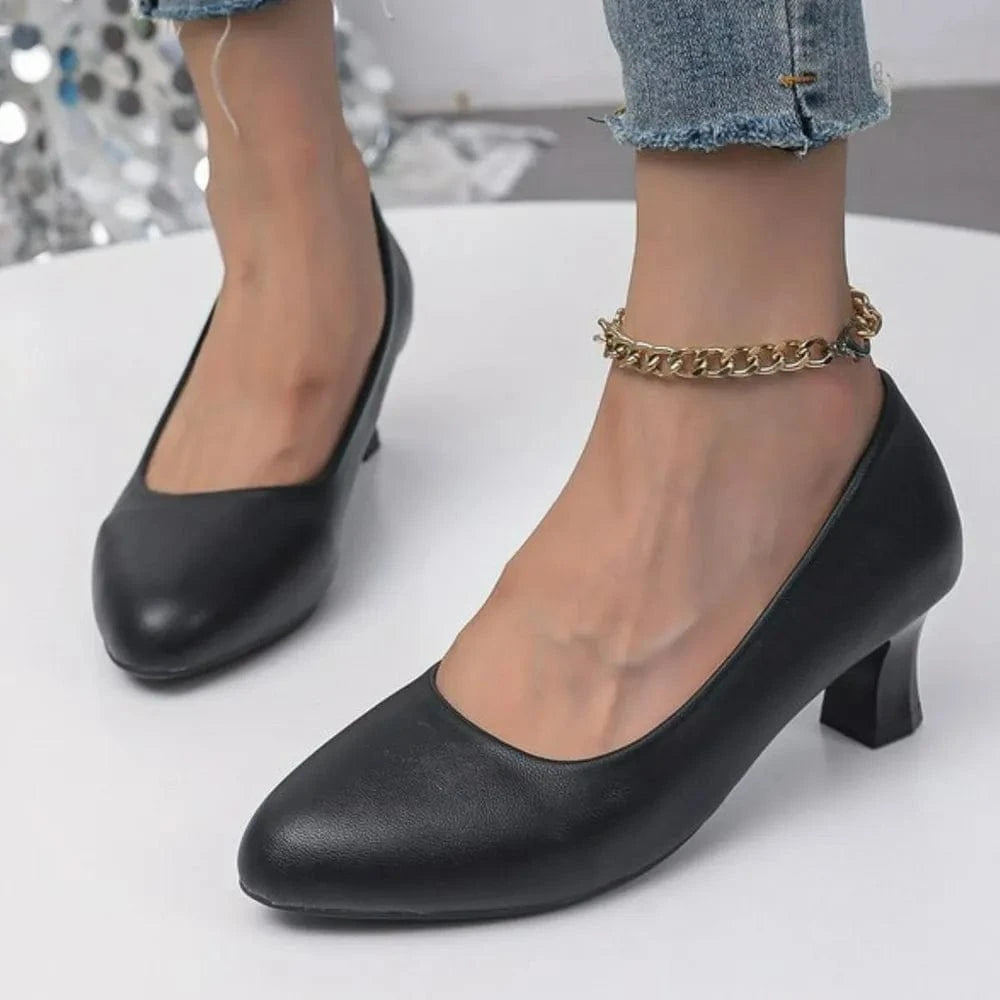 Fashorio Pumps Point Toe Block Heels Pumps