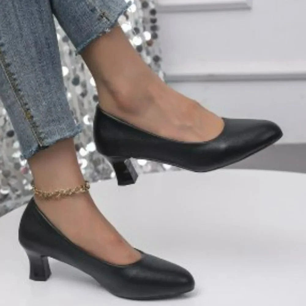 Fashorio Pumps Point Toe Block Heels Pumps