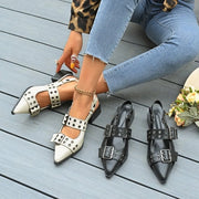 Fashorio Pumps Point Toe Block Heels Slingback Pumps