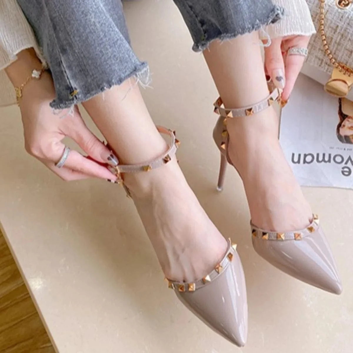 Fashorio Pumps Point Toe Kitten Heels Pumps