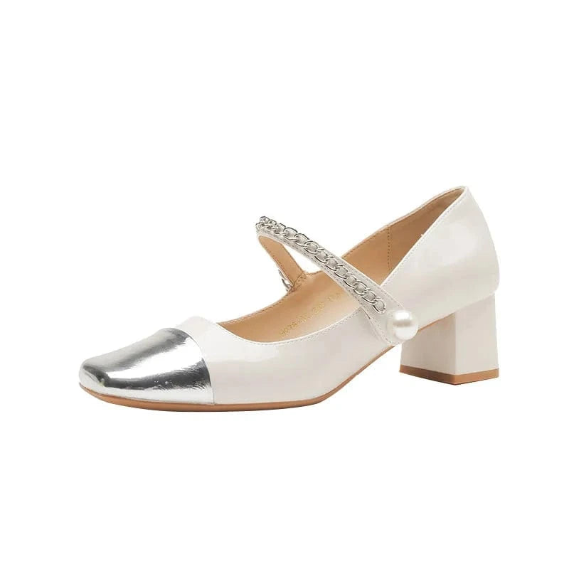 Fashorio Pumps Square Toe Block Heels Pumps