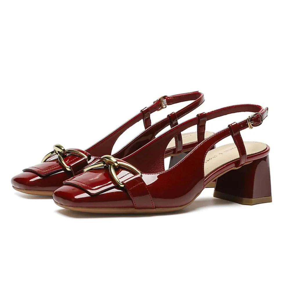 Fashorio Pumps Square Toe Block Heels Pumps