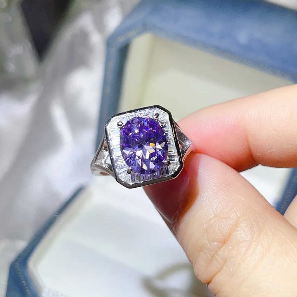 Fashorio Purple / 5 3 Carat Moissanite Square Ring