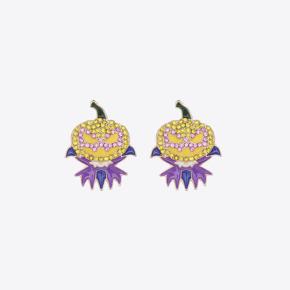Fashorio Purple / One Size Demon Pumpkin Rhinestone Alloy Earrings