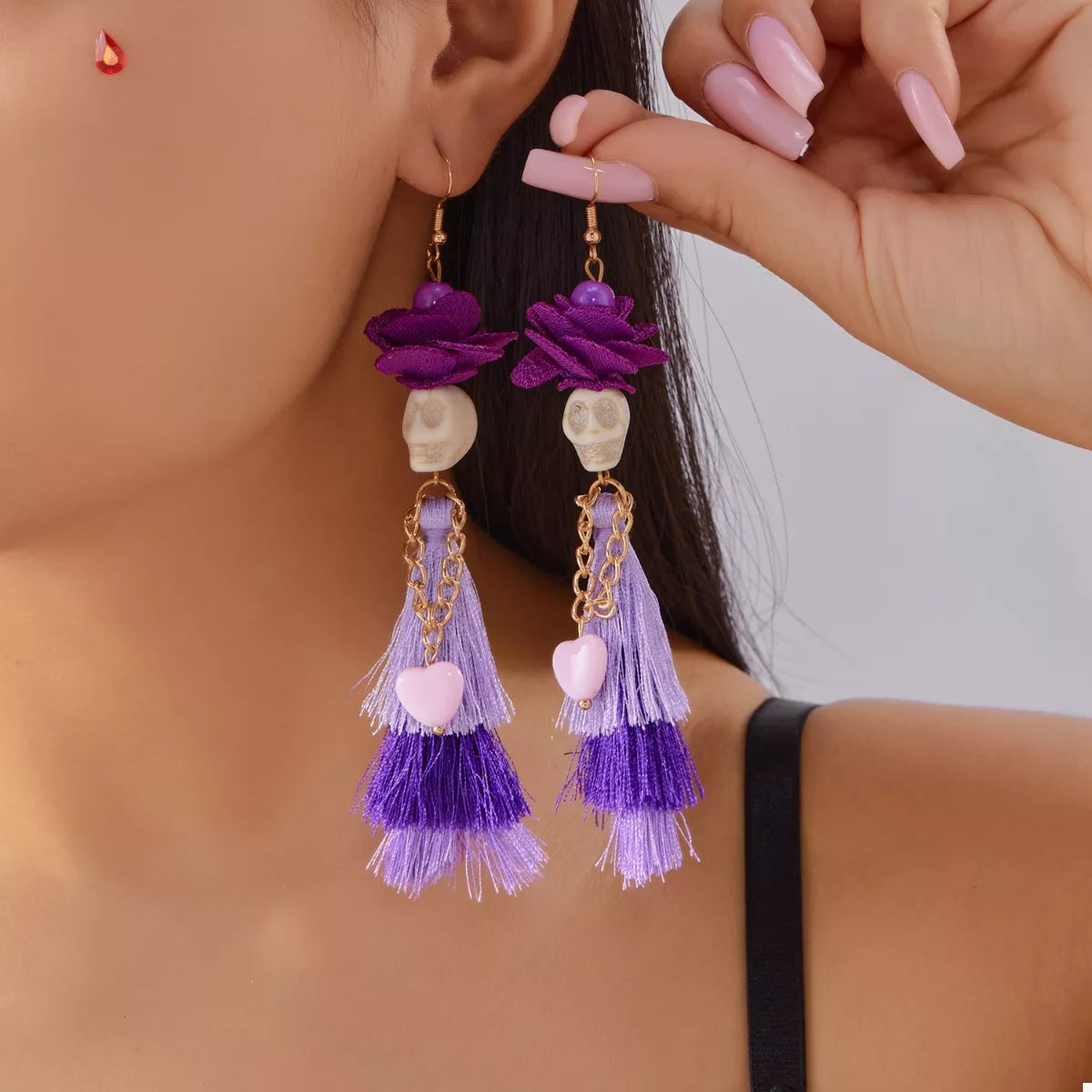 Fashorio Purple / One Size Halloween Ghost Tassel Drop Earrings