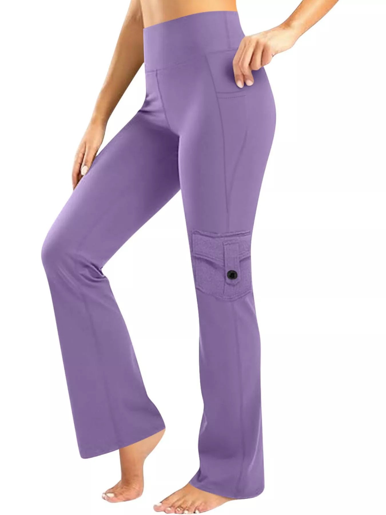 Fashorio Purple / S High-Waisted Yoga Pants with Pockets