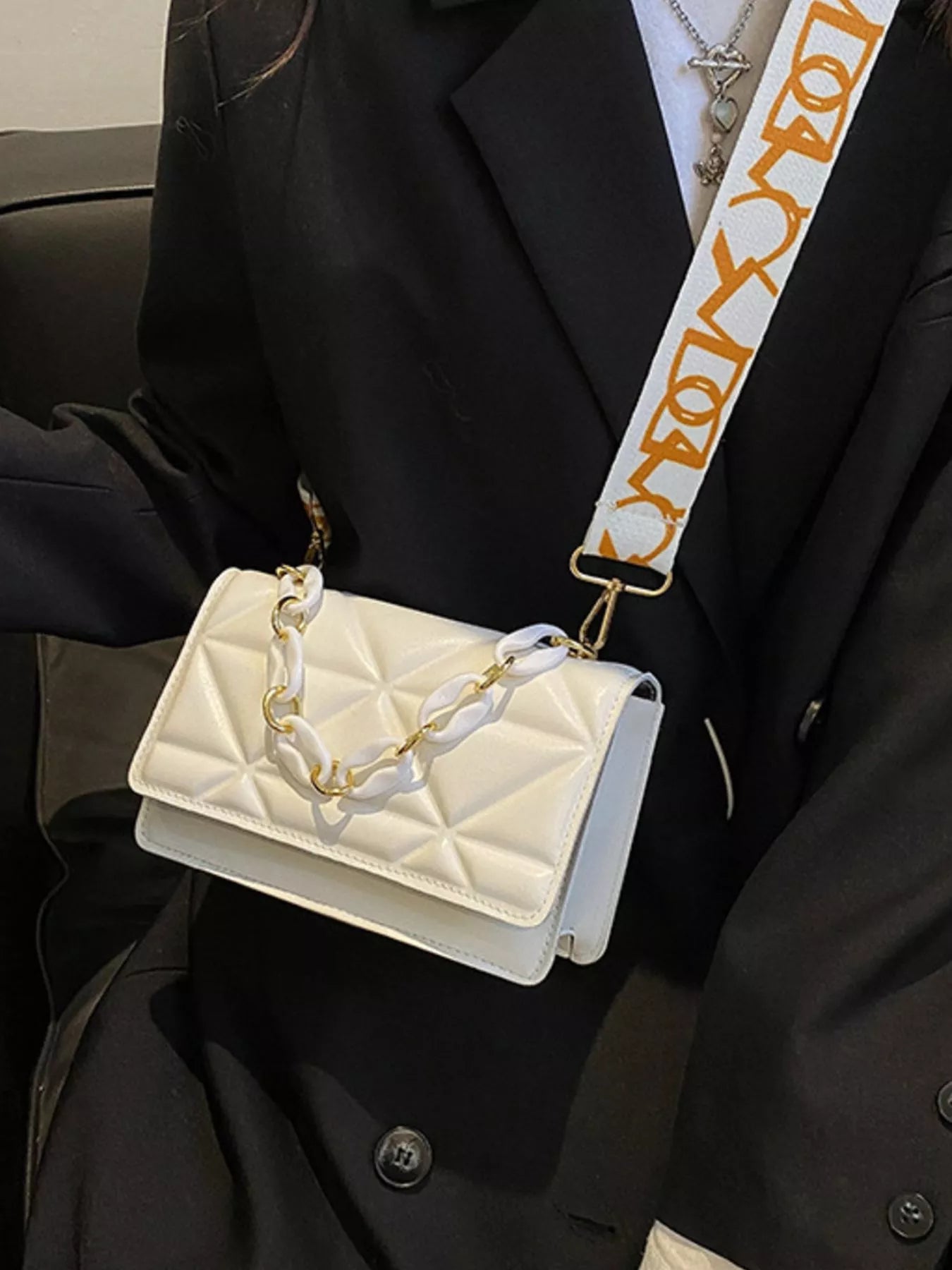 Fashorio Quilted Adjustable Strap Crossbody Bag