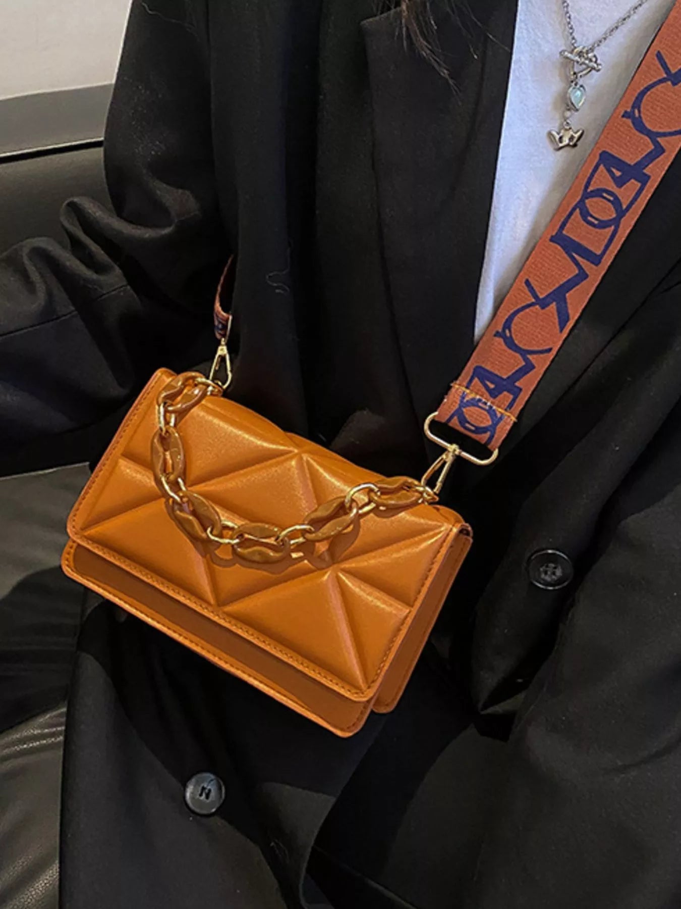 Fashorio Quilted Adjustable Strap Crossbody Bag