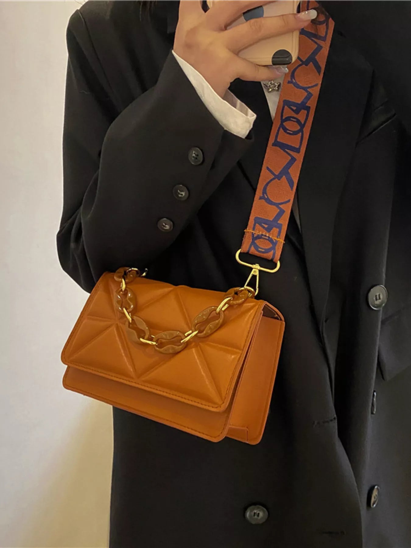 Fashorio Quilted Adjustable Strap Crossbody Bag