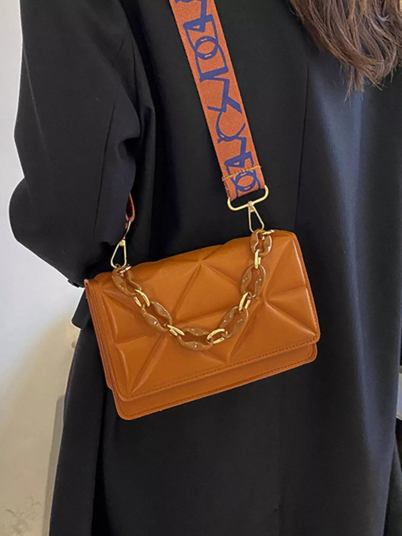 Fashorio Quilted Adjustable Strap Crossbody Bag