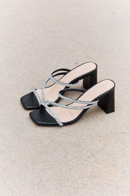 Qupid Level Up Rhinestone Strap Heels - Fashorio