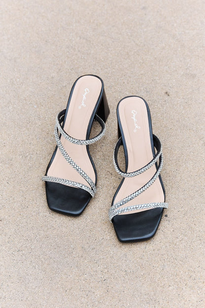 Qupid Level Up Rhinestone Strap Heels - Fashorio