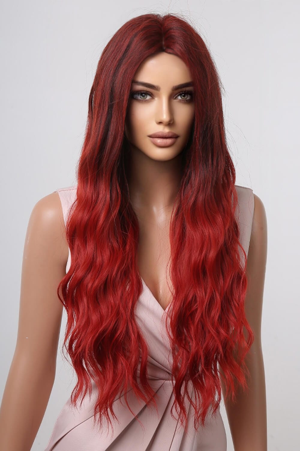 Fashorio Red Ombre / One Size 13*1" Full-Machine Wigs Synthetic Long Wave 27"