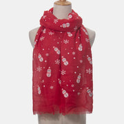 Fashorio Red / One Size Fringe Snowman Polyester Scarf
