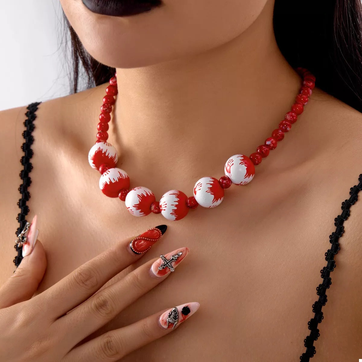 Fashorio Red / One Size Halloween Necklace and Bracelet Jewelry Set
