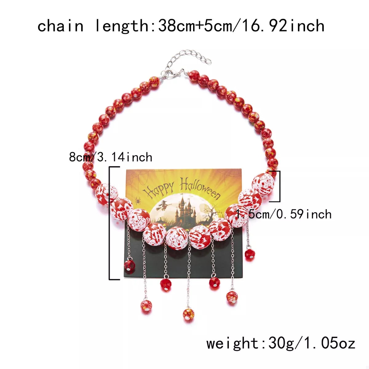 Fashorio Red / One Size Halloween Theme Necklace with Dangling Beads