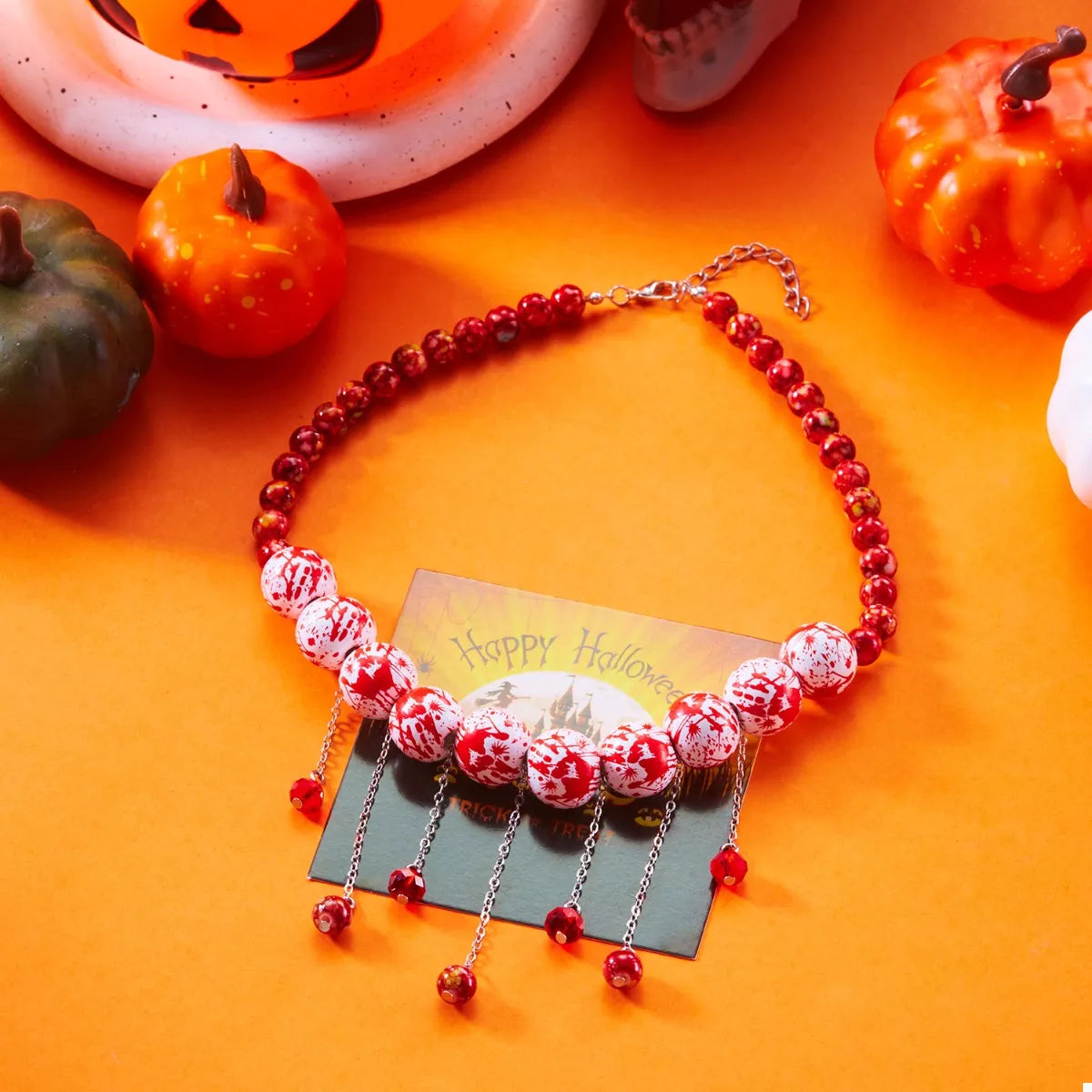 Fashorio Red / One Size Halloween Theme Necklace with Dangling Beads