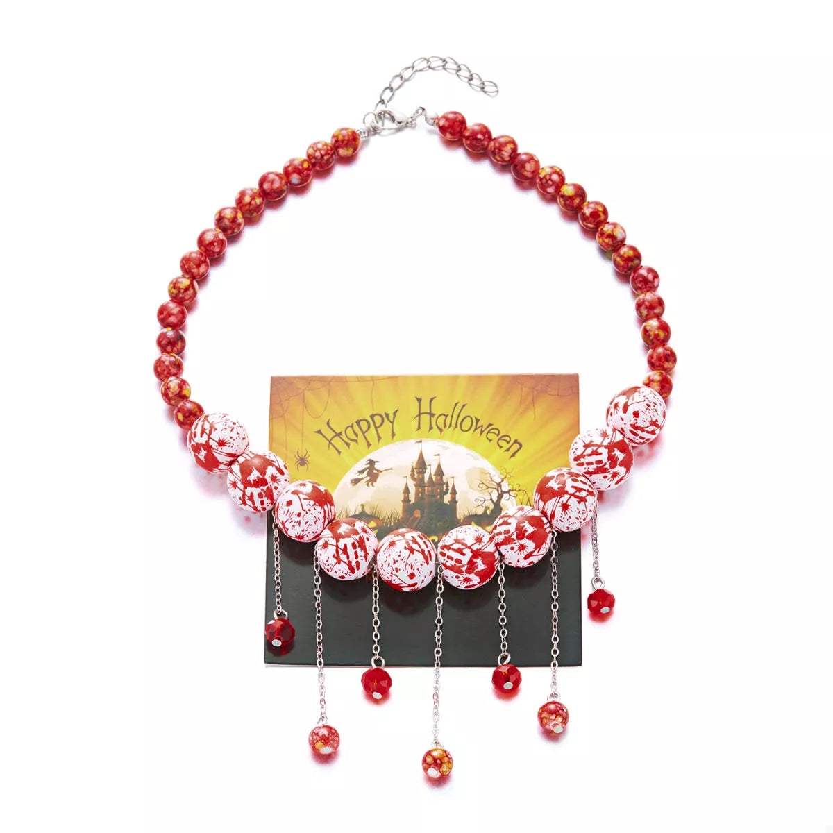 Fashorio Red / One Size Halloween Theme Necklace with Dangling Beads