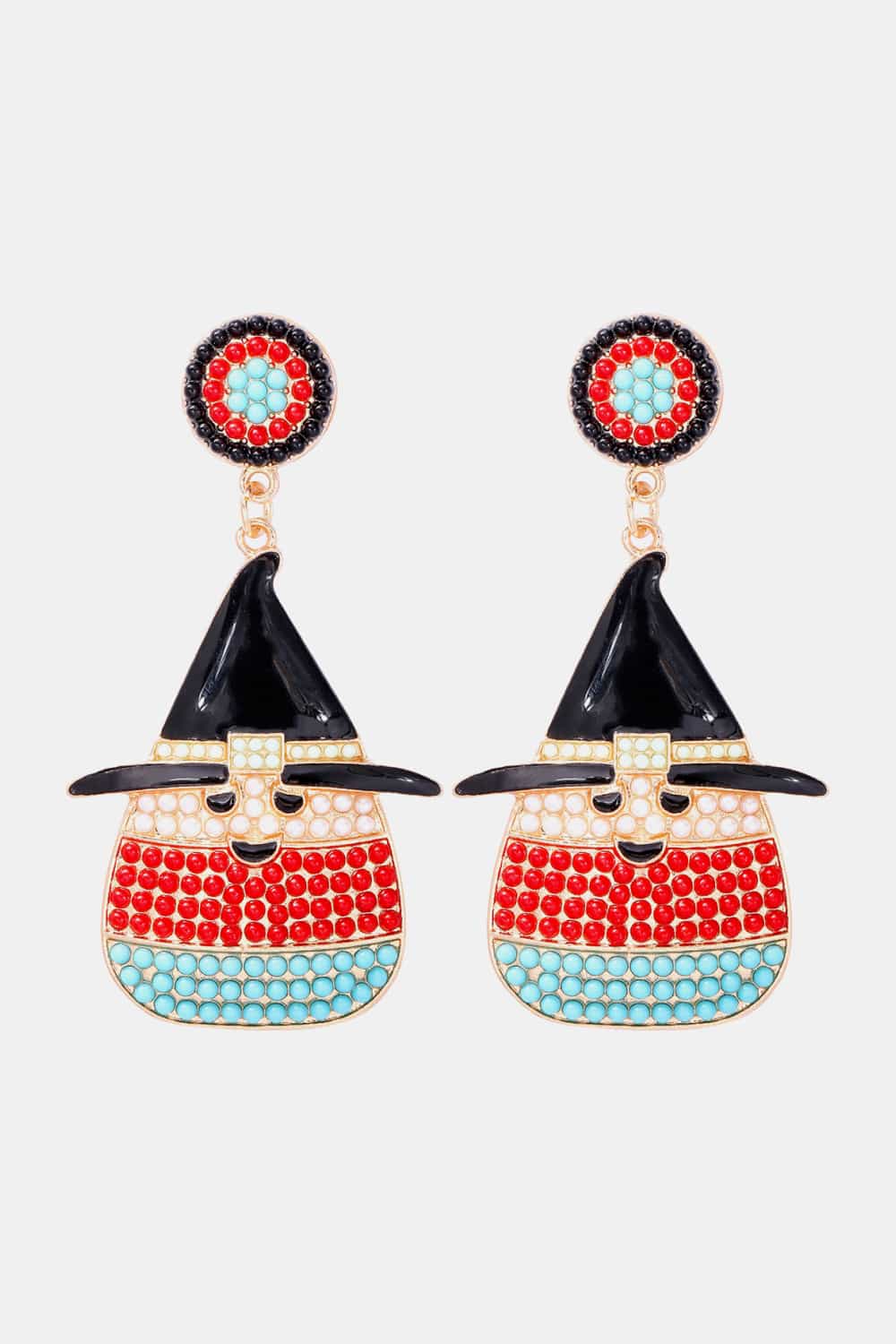 Fashorio Red / One Size Witch's Hat Shape Synthetic Pearl Dangle Earrings