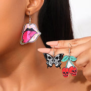 Fashorio Red / onesize 3 Piece Halloween Funky Cartoon Acrylic Dangle Earrings