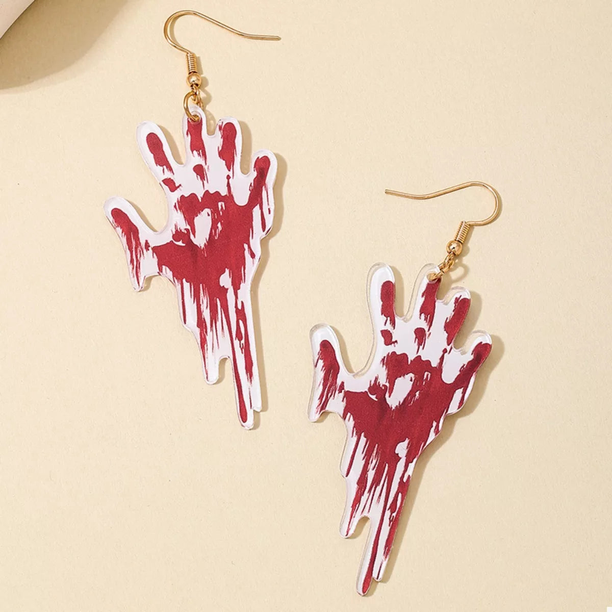 Fashorio Red / onesize Halloween Bloody Hand Dangle Earrings