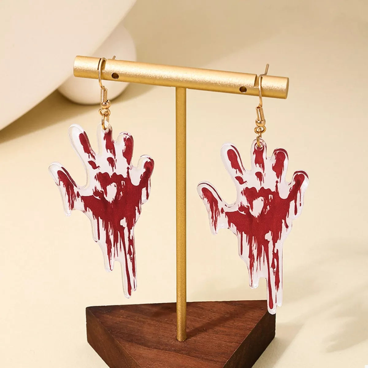 Fashorio Red / onesize Halloween Bloody Hand Dangle Earrings