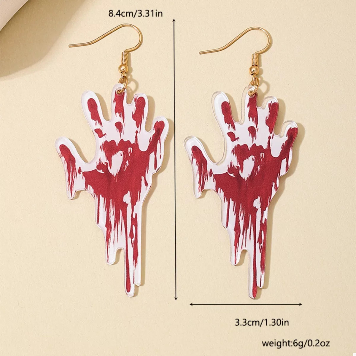 Fashorio Red / onesize Halloween Bloody Hand Dangle Earrings
