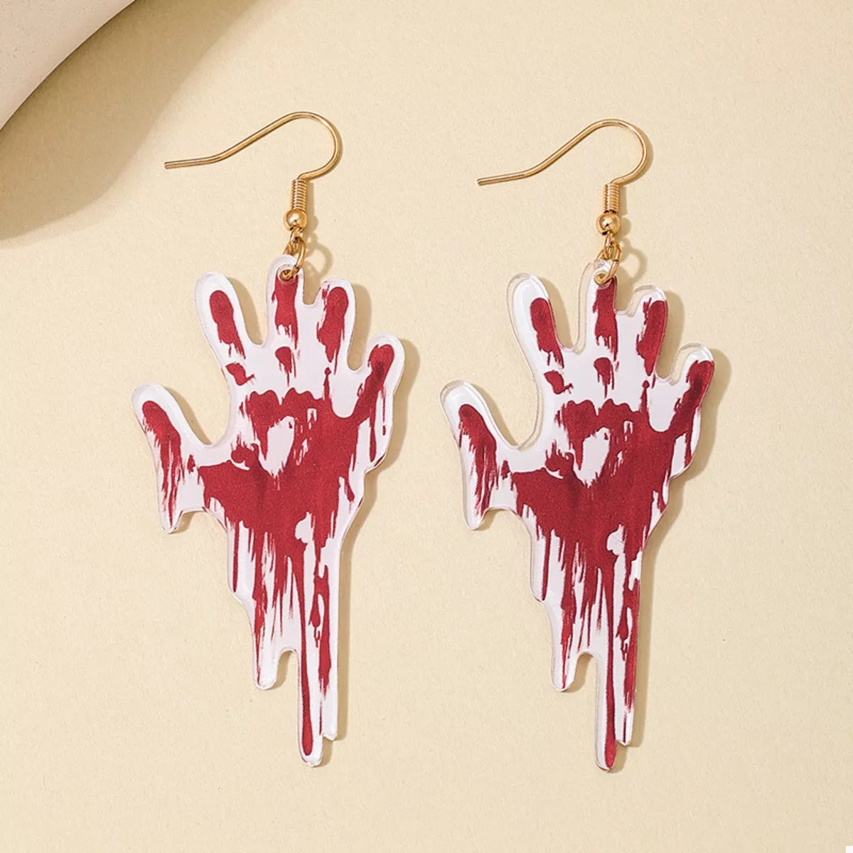 Fashorio Red / onesize Halloween Bloody Hand Dangle Earrings