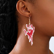 Fashorio Red / onesize Halloween Bloody Hand Dangle Earrings