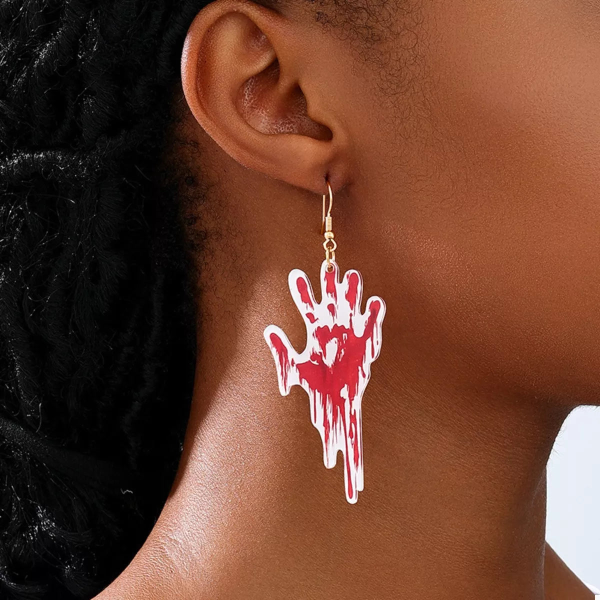 Fashorio Red / onesize Halloween Bloody Hand Dangle Earrings