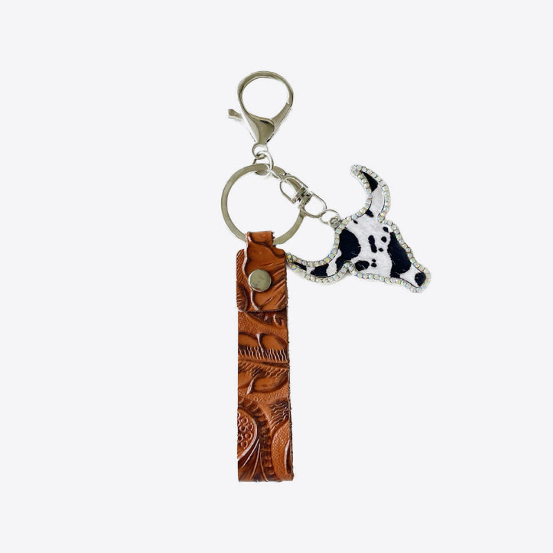 Fashorio Rhinestone Bull Keychain