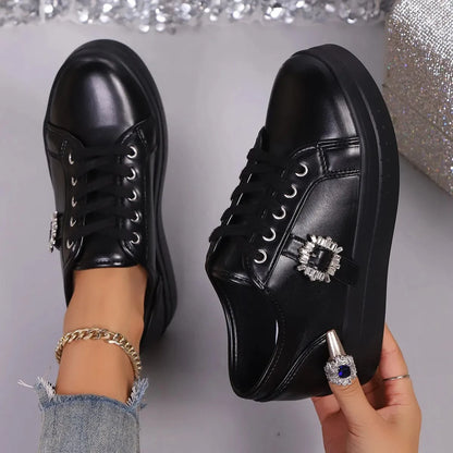 Rhinestone Embellishment Platform Sneakers - Fashorio