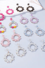 Fashorio Rhinestone Flower Dangle Earrings