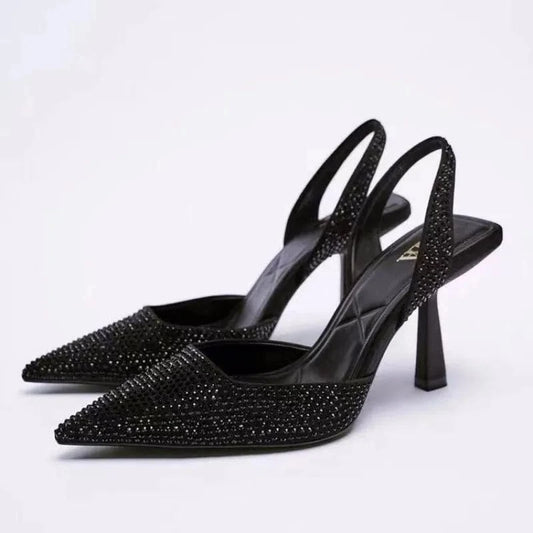 Rhinestone Slingback High Heel Pumps - Fashorio