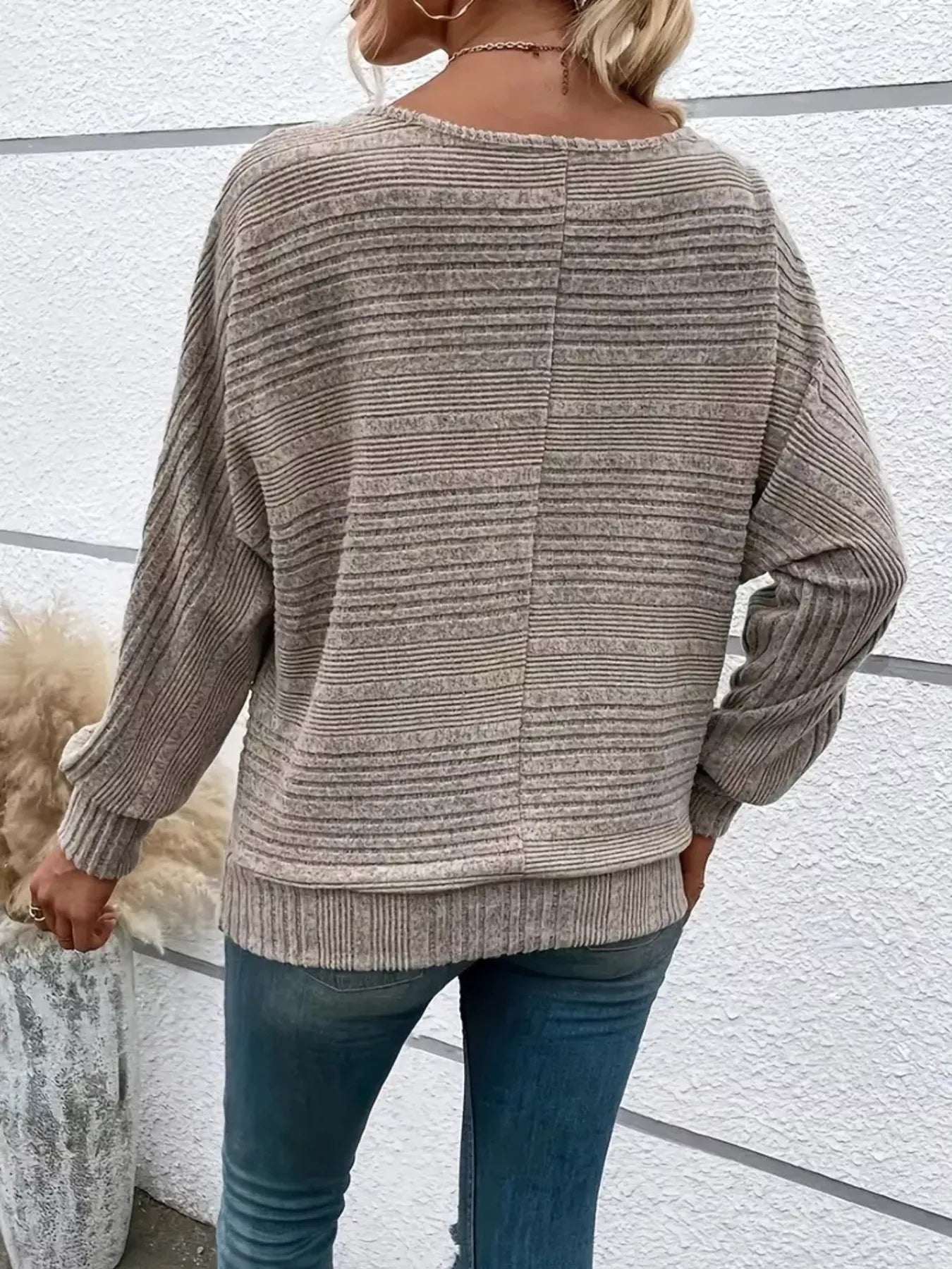 Fashorio Ribbed Knit Quarter Zip Sweatshirt