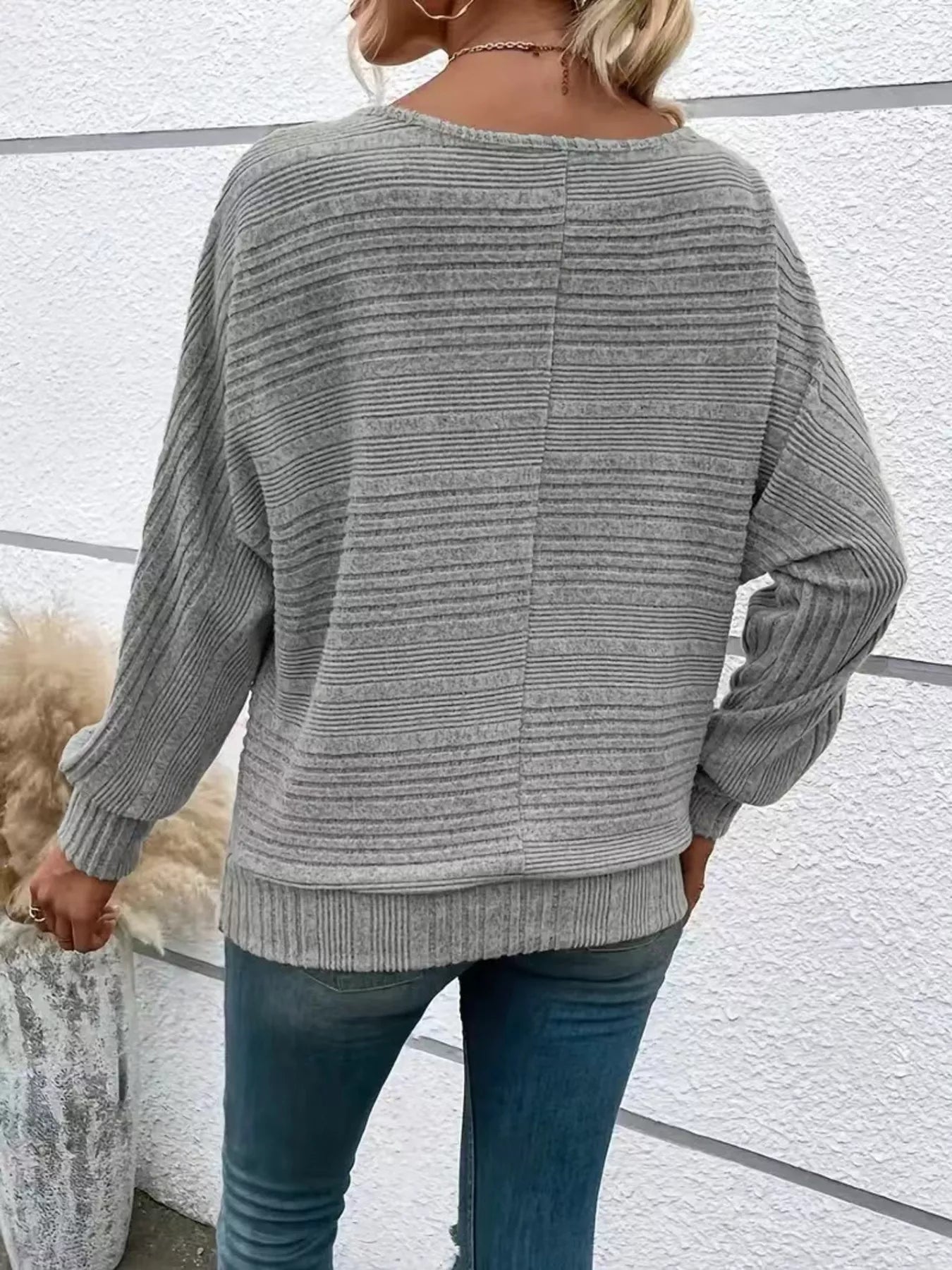 Fashorio Ribbed Knit Quarter Zip Sweatshirt