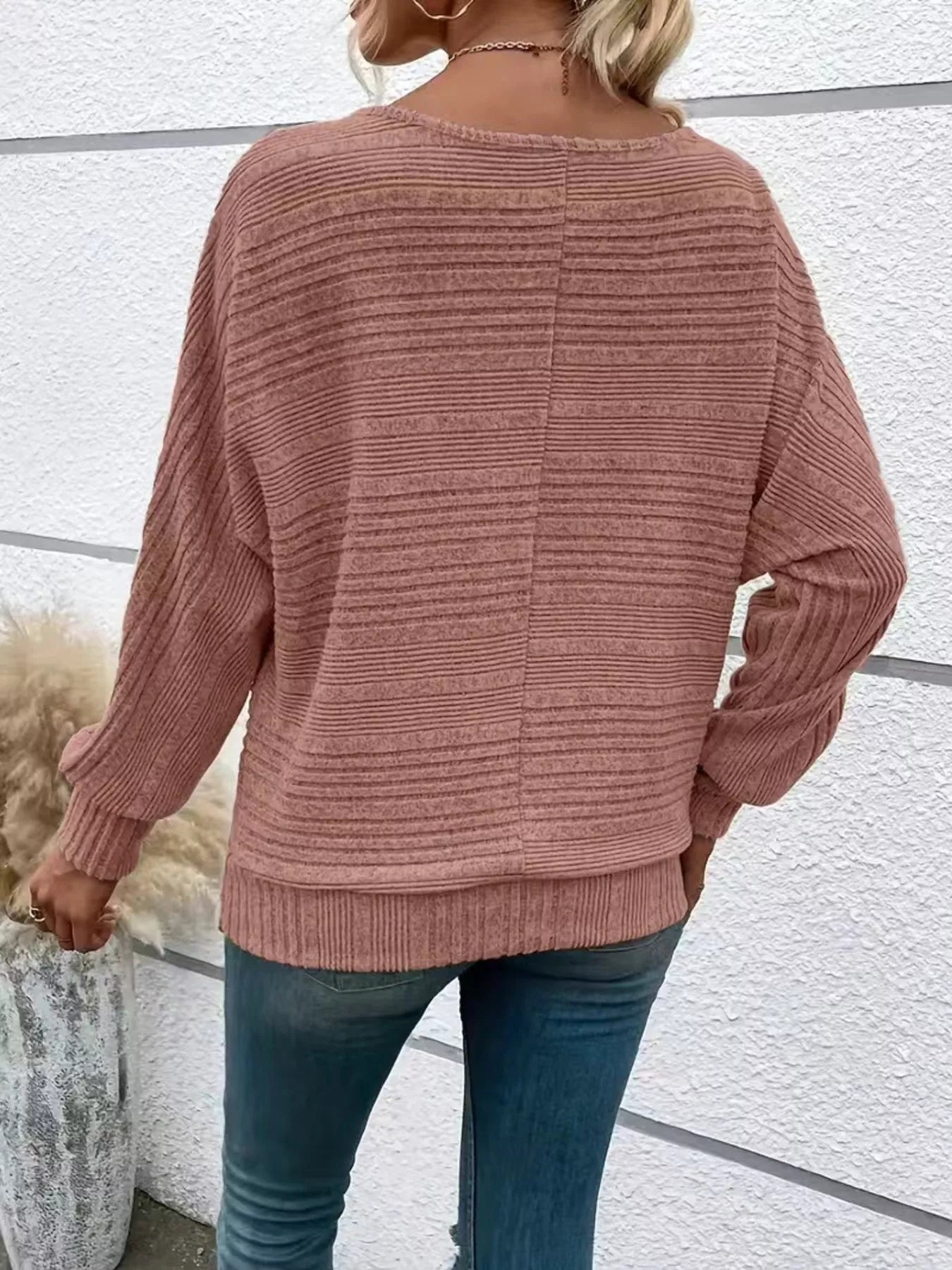 Fashorio Ribbed Knit Quarter Zip Sweatshirt
