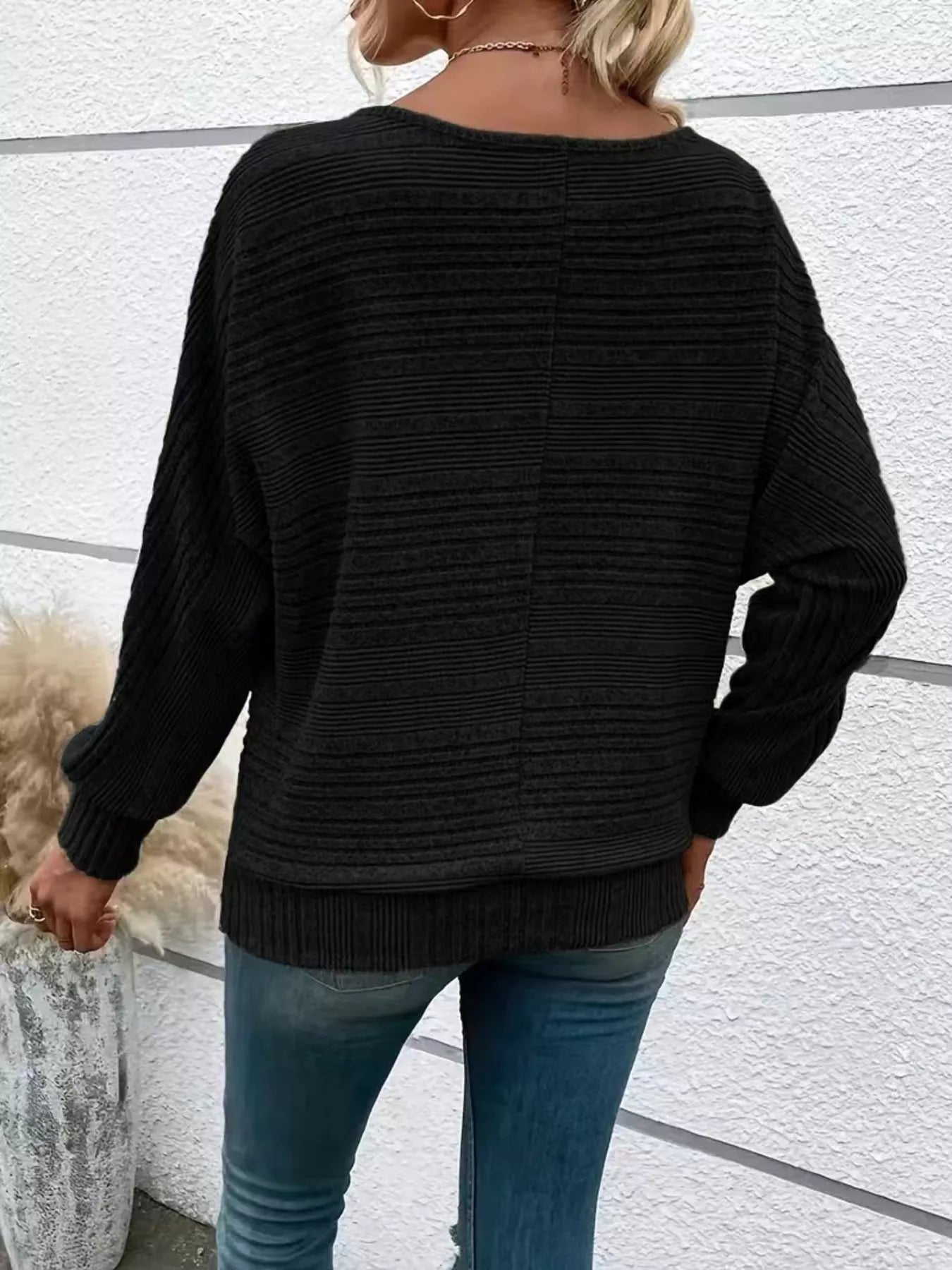 Fashorio Ribbed Knit Quarter Zip Sweatshirt