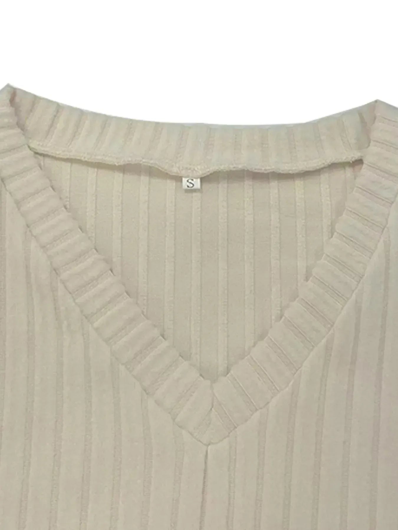 Fashorio Ribbed Knit V-Neck Top and Pants Lounge Set