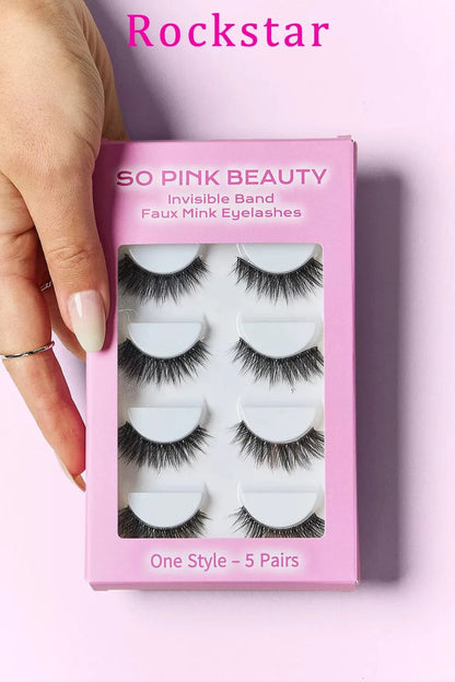 SO PINK BEAUTY Faux Mink Eyelashes 5 Pairs Rockstar One Size - Fashorio