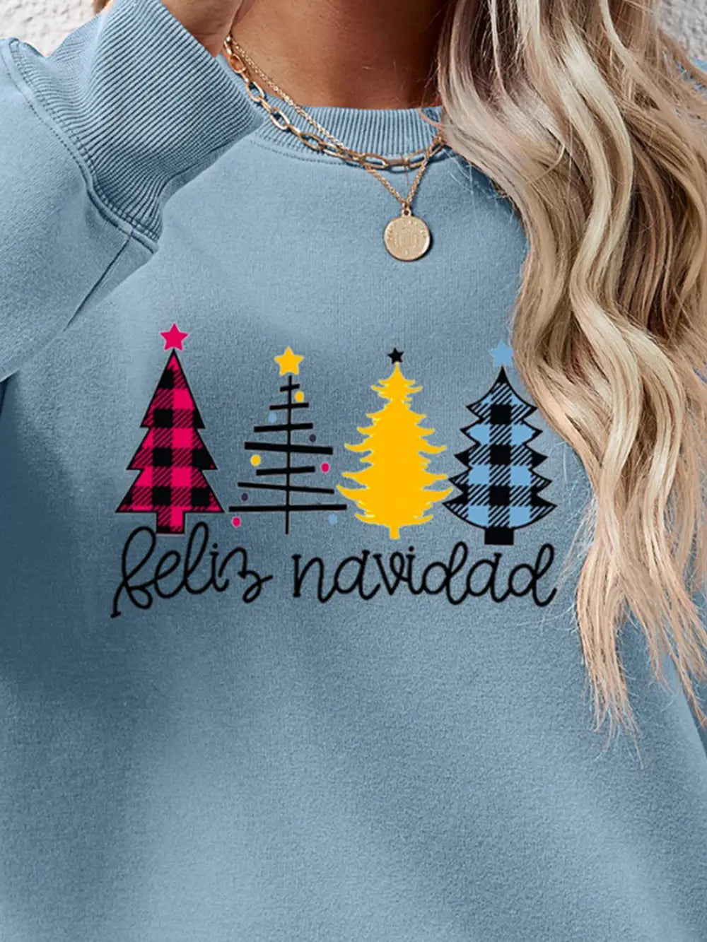 Fashorio Round Neck Graphic Long Sleeve Sweatshirt