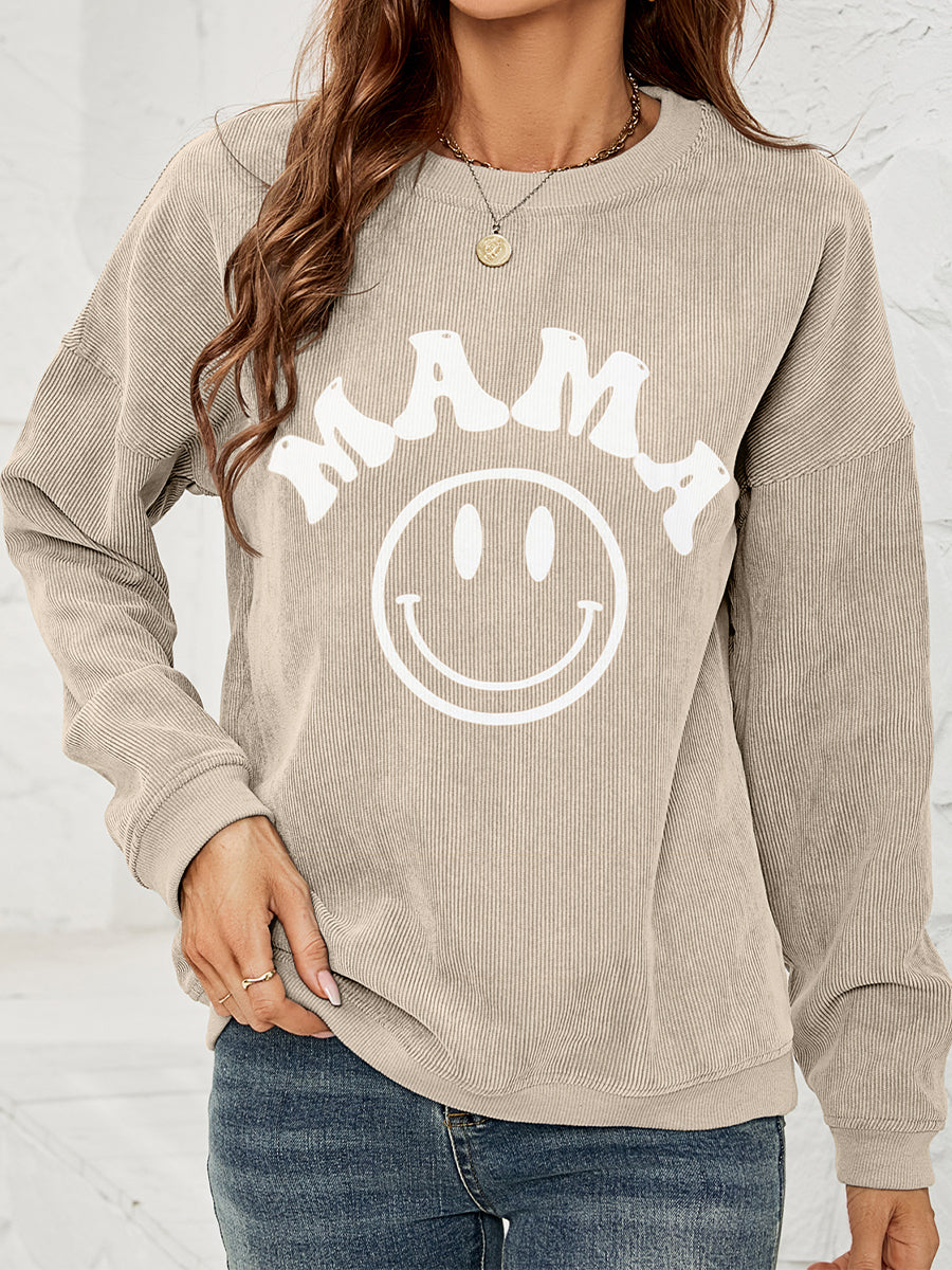 Fashorio Round Neck Long Sleeve MAMA Graphic Sweatshirt