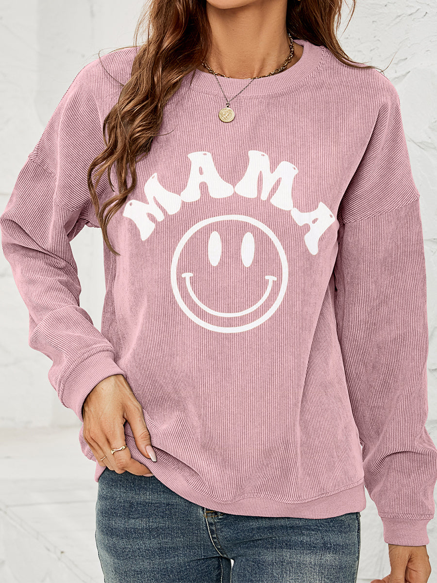 Fashorio Round Neck Long Sleeve MAMA Graphic Sweatshirt