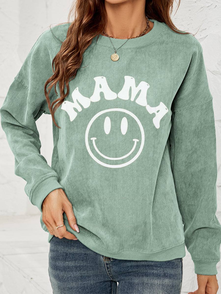 Fashorio Round Neck Long Sleeve MAMA Graphic Sweatshirt