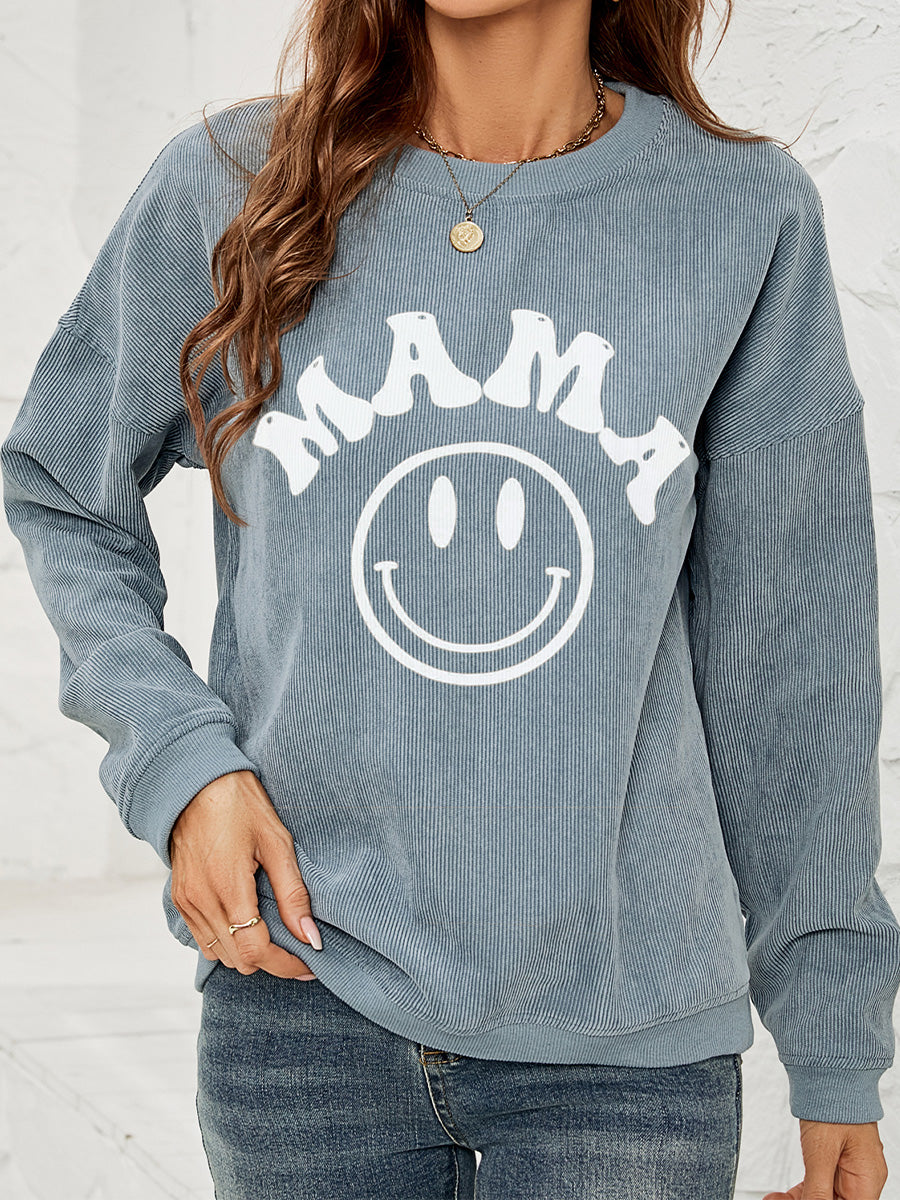 Fashorio Round Neck Long Sleeve MAMA Graphic Sweatshirt