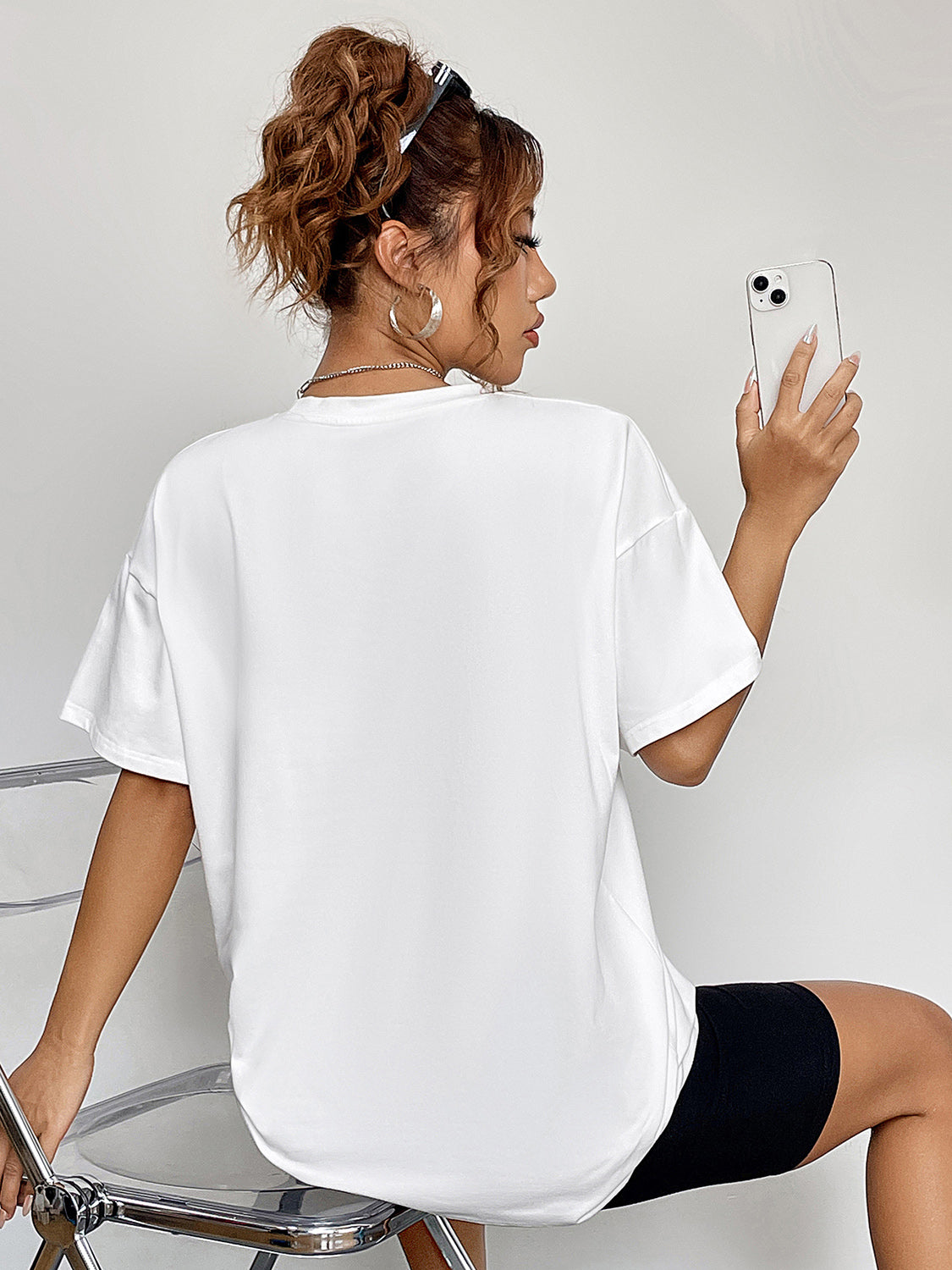 Fashorio Round Neck Short Sleeve Ghost Graphic T-Shirt