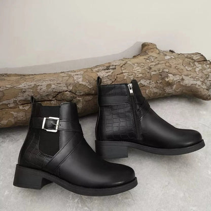 Round Toe Block Heels Boots - Fashorio