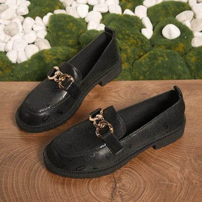 Round Toe Block Heels Loafers - Fashorio