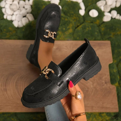 Round Toe Block Heels Loafers - Fashorio