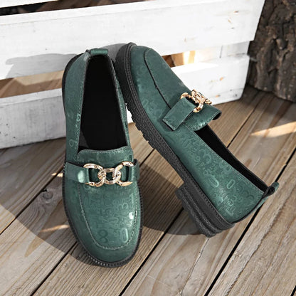 Round Toe Block Heels Loafers - Fashorio